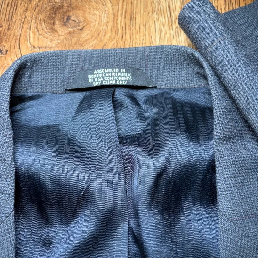 Haggar Pure Worsted Wool Blazer Mens 46L Charcoal Gray 2 Button Sport Coat Read